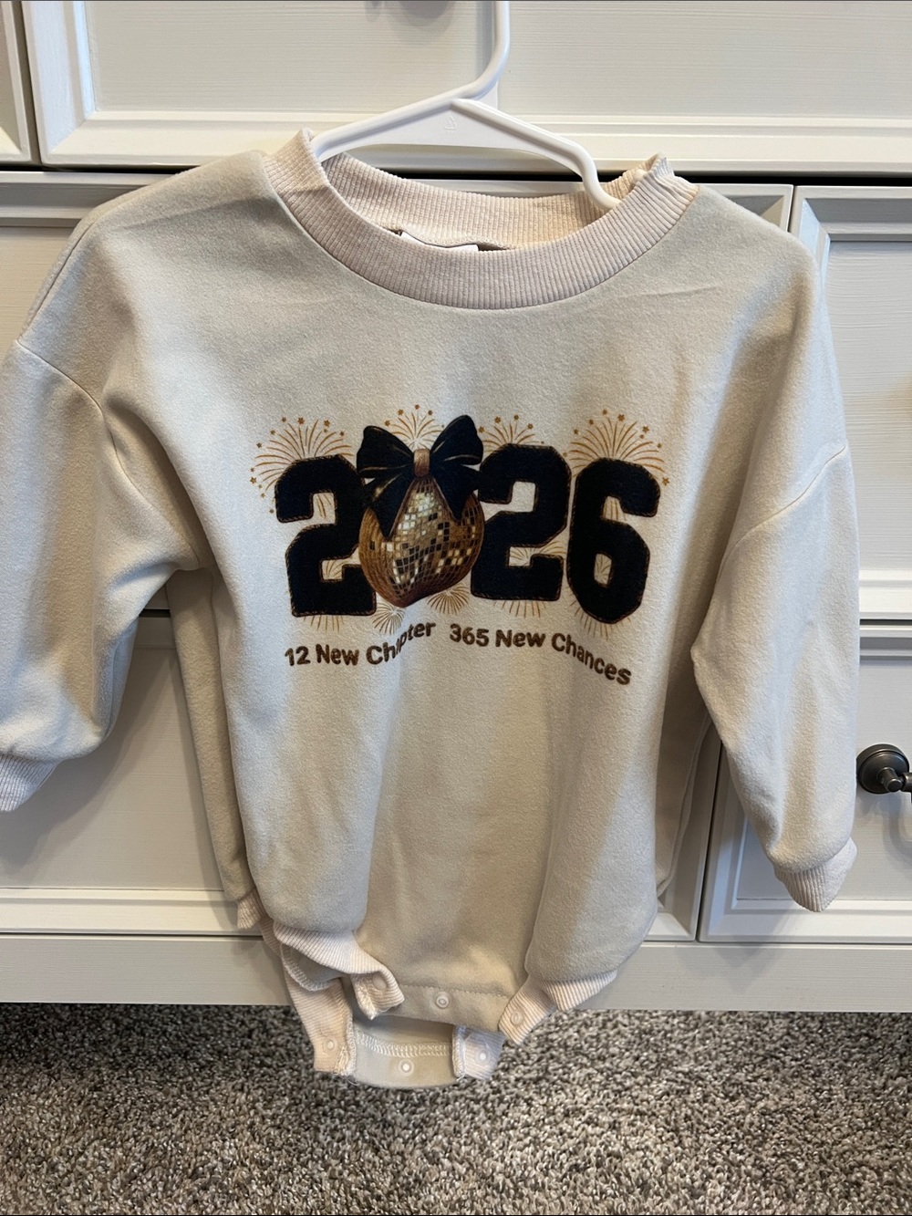 Unbranded Kids 2026 Celebration Sweatshirt Bodysuit - Cream